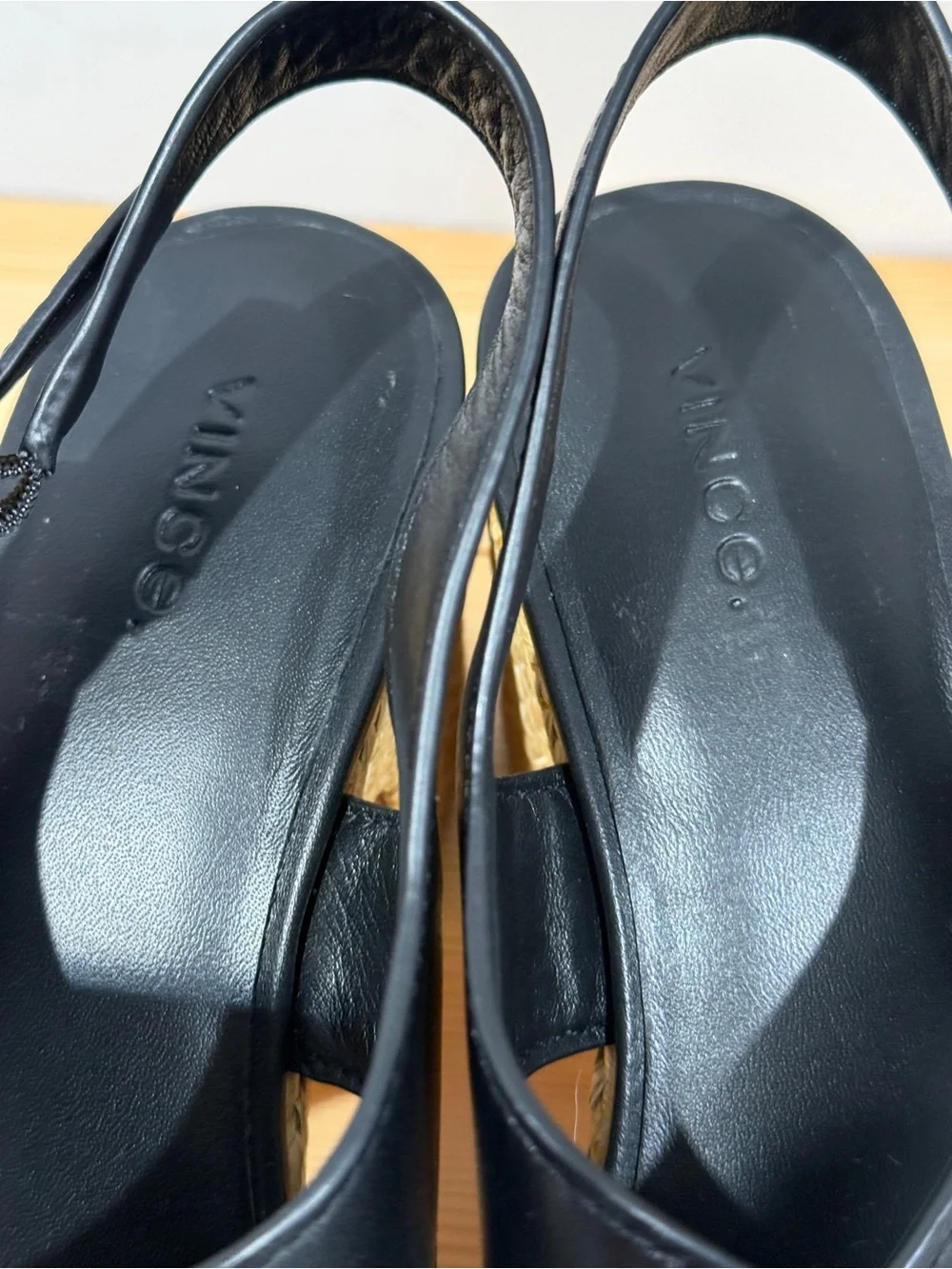 New Vince Clementina Black Leather Platform Slingback Sandals – Size 39 (8.5)